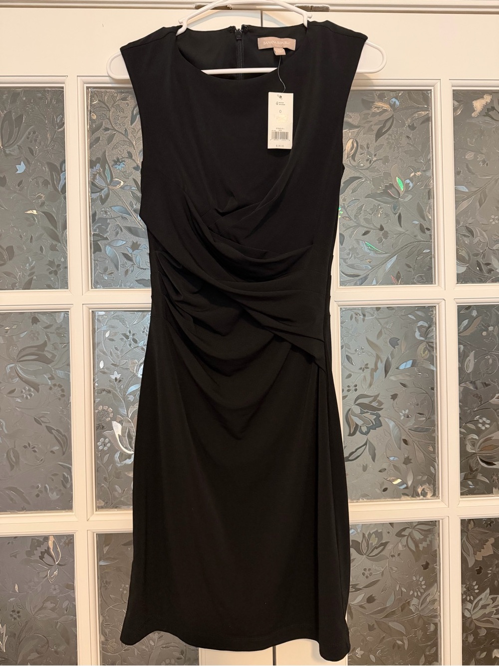 Banana Republic Sleeveless Black Draped Sheath Dress - Banana Republic Size 0